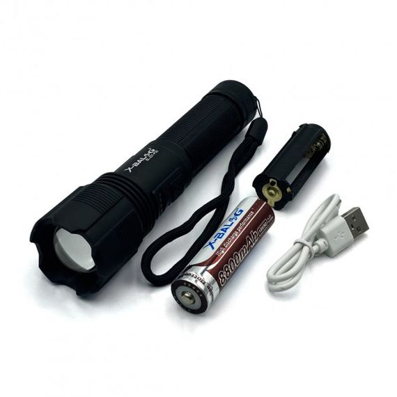 Мощный аккумуляторный лед фонарик Bailong BL-Z01-P50 / Карманный фонарь с usb зарядкой / Супер DU-689 яркий фонарик