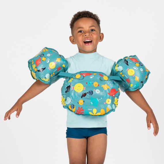 Пояс з нарукавниками Tiswim адаптивний для дітей 15-30 кг блакитний з принтом - One Size | Зображення 1