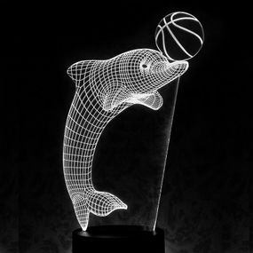 Акриловий світильник-нічник Дельфін з м'ячем білий tty-n000979