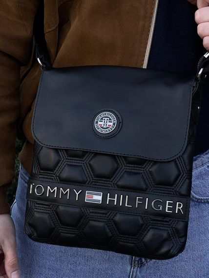 Месенджер шкіряний Tommy Hilfiger чорні шестикутники | Зображення 4