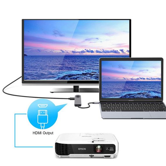 Хаб USB-хаб XoKo AC-500 Type-C to RJ45+HDMI+2xUSB 3.0 XK-AC500-SL чорний (43574-_271) | Зображення 6