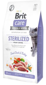 Корм Brit Care Cat Grain Free Sterilized & Weight Control повнораціонний беззерновий сухий з м'ясом качки з зайвою вагою у стерилізованих котів 7 кг