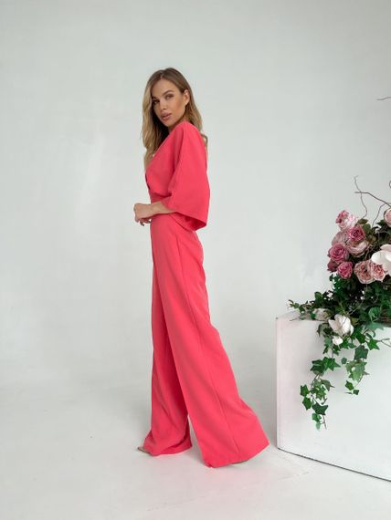 Женский нарядный весенний комбинезон KI201 размер 46, цвет коралловый | Зображення 1