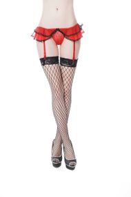 Комплект с красным поясом для чулок S/M sexstyle