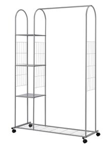 Вішалка стійка для одягу з полицями металева на колесах 16050A