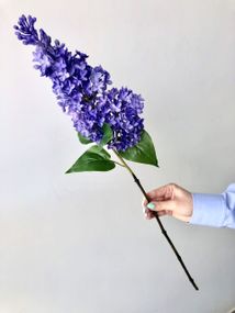 Сирень голубая латексная, премиум качество, искусственные цветы Real Touch, большая ветка 72 см