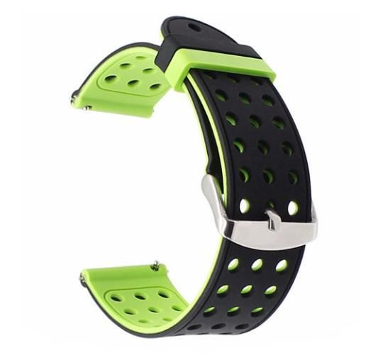 Подвійний ремінець з перфорацією для годинника Samsung Galaxy Watch 46 mm SM-R800 Black&Green | Зображення 1