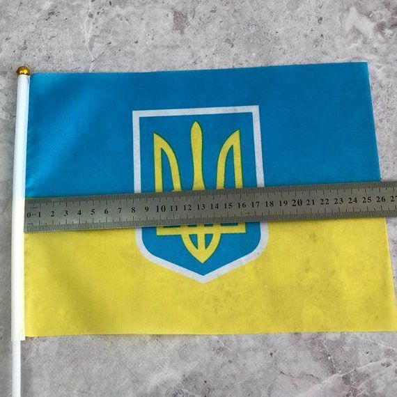 Прапор України з тризубом, 20х28 см з присоскою | Зображення 3