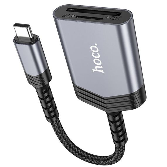 Картридер Hoco UA25 2in1 Type-C Metal gray | Зображення 4