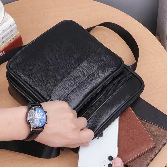 Чоловіча шкіряна барсетка через плече з ручкою чорна Bexhill Bx-66503 | Зображення 5