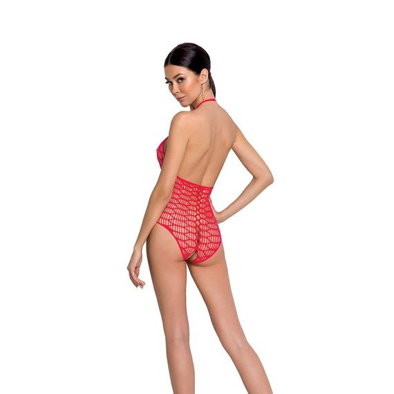 Бодістокінг у велику сітку Passion BS087 red, відкрита спина, халтер, з доступом, One size | Зображення 1