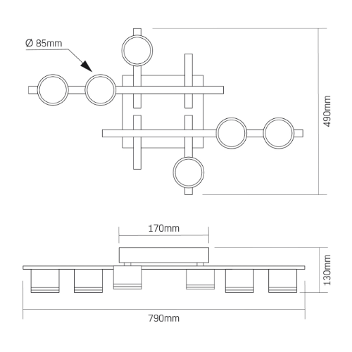 Світильник VIDEX під лампу 6xGX53 накладний Білий (VL-SPF31-6W) | Зображення 1