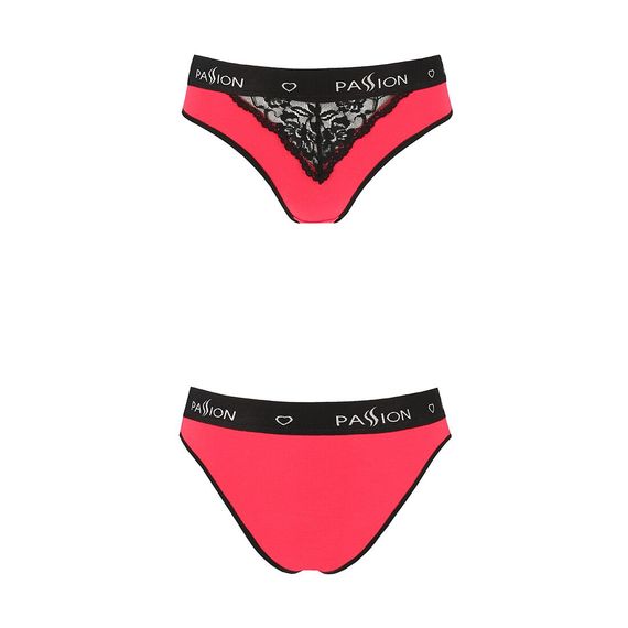 Трусики с широкой резинкой и кружевом Passion PS001 PANTIES M, red-black | Зображення 3