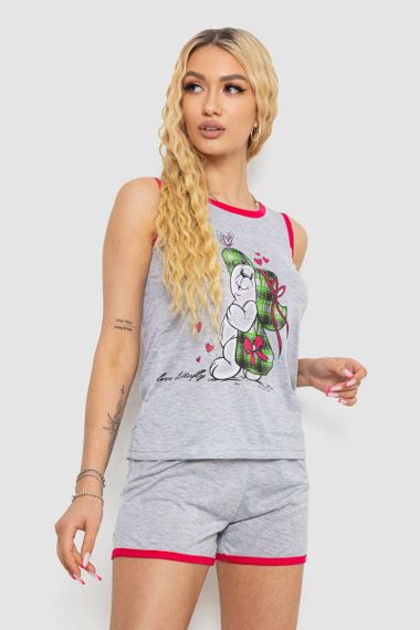 Пижама женская с принтом  -уценка, цвет серо-малиновый, 238RB40-U-3 | Зображення 2