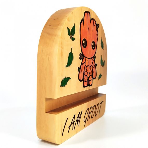 Підставка тримач для мобільного телефону, смартфона, планшета I AM GROOT Майстерня містера Томаса 12х10см | Зображення 4
