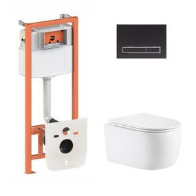 Готовое решение Qtap для ванной комнаты: подвесной унитаз Taurus Ultra Quiet 515×360×350 + комплект инсталляции Nest 4 в 1