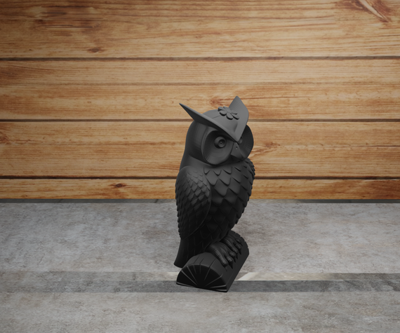 Сова з квіткою. Чорний, 135 | Зображення 1