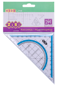 Косинець 2 в 1,140 мм, 90°45°, з блакитною смужкою, блістер, KIDS Line ZiBi ZB.5623-14 (6002)