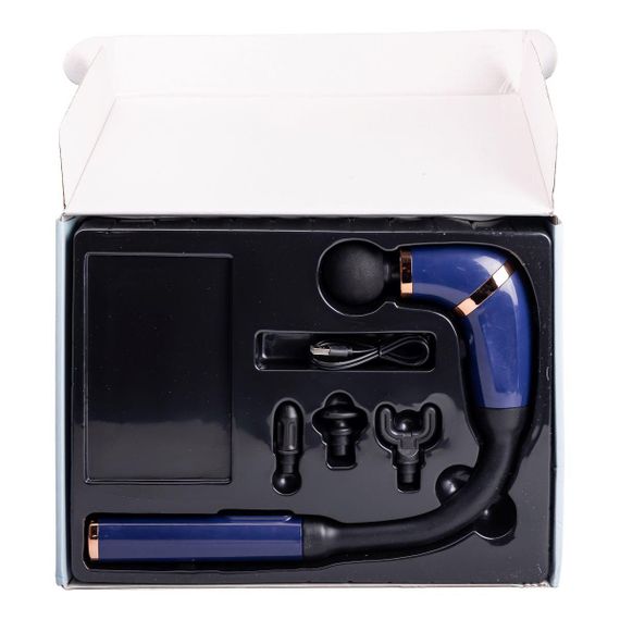 Перкуссионный ручной массажер аккумуляторный 17 Вт зарядка от USB до 3200 об/мин Синий HP-11-11BL | Зображення 7