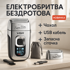 Акумуляторний прилад для видалення волосся VGR, Професійна бритва з акумулятором, Бритви акумуляторні VL-54