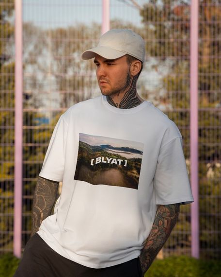 Oversize футболка з принтом Blyat біла