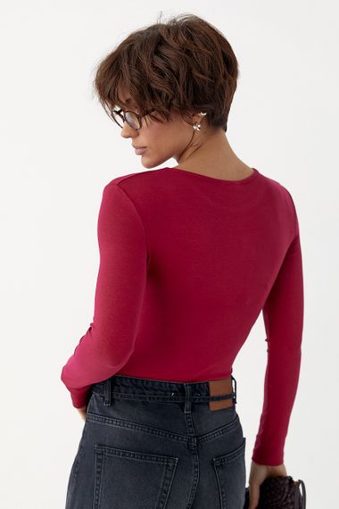 Трикотажне боді з довгими рукавами - червоний цвет, M (є розміри) | Зображення 1