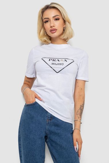 Футболка женская с принтом  -уценка, цвет белый, 238R57485-U-3