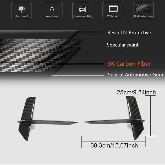 Накладки на вентиляційні отвори переднього бампера V1 (для RS7 2018-2022, Сухий карбон) для Ауди A7 2018- рр | Зображення 5