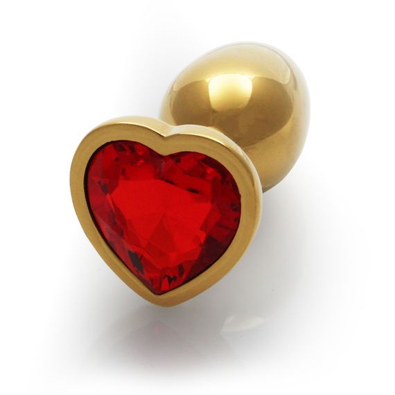 Металева анальна пробка Heart Gem, розмір S, золотисто-червоний колір Ouch! (Нідерланди) Sex Aura | Зображення 3