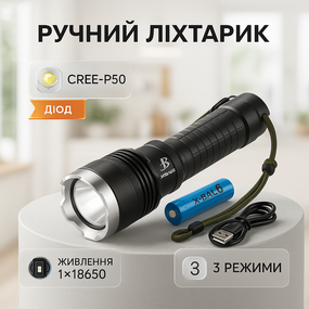 Фонарик светодиодный ручной аккумуляторный портативный, Фонарь уличный ручной фонарик cob EH-44