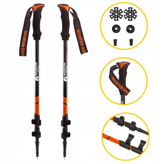 Трекінгові палиці Mountain Goat Peak+ 60-135 см MG0006 Black/Orange (P-5907739318275) | Зображення 1