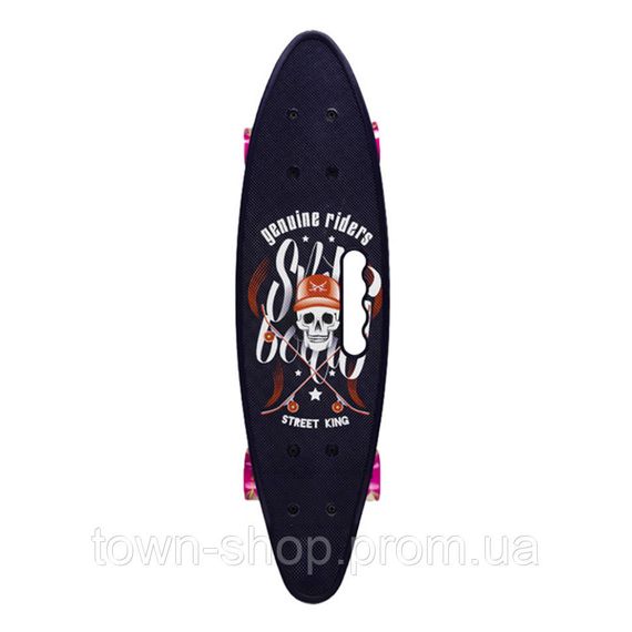 Пенни борд "Skull" 24" Bambi SC20520 с ручкой, PU колеса со светом