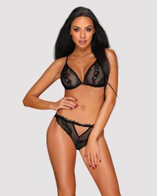 Сексуальний комплект із відкритими сосками Obsessive Millagro 2-pcs set black S/M