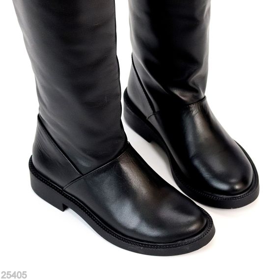 Хітові шкіряні чорні чоботи труби жокейки натуральна шкіра на флісі | Зображення 2