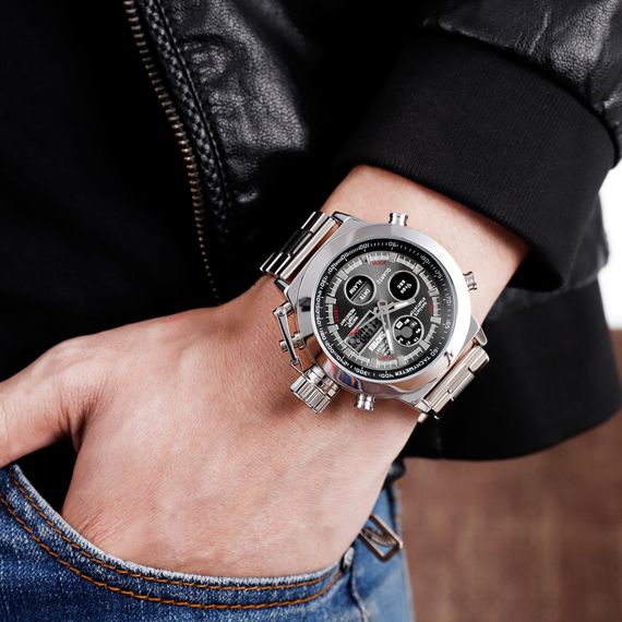 Чоловічий годинник Skmei 1515SI Silver | Зображення 3