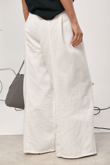 Джинси Palazzo з декоративними швами - білий цвет, L (є розміри) | Зображення 1