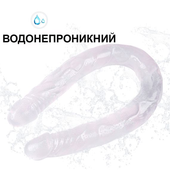 Длинный прозрачный двухсторонний фаллоимитатор 56*3.7 см | Зображення 4