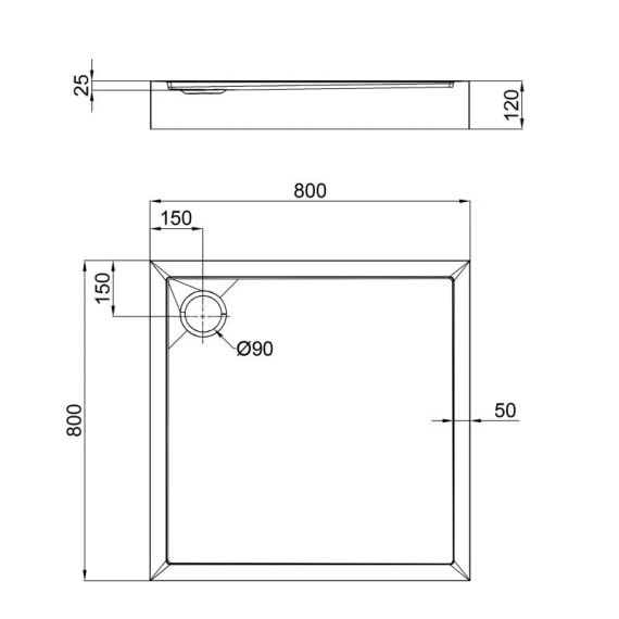 Душевой поддон Qtap Tern 308812C 80x80x12 см + сифон | Зображення 1