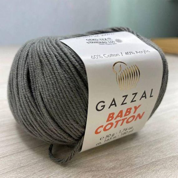 Пряжа Gazzal – Baby Cotton колір 3450 Темно-сірий | Зображення 3