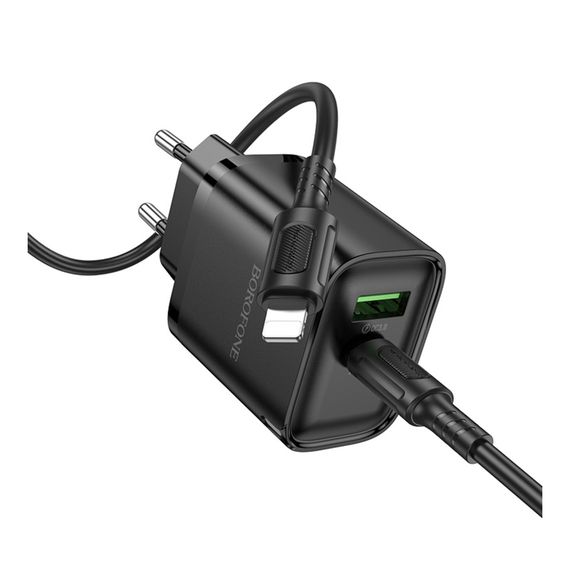 Сетевое Зарядное Устройство Borofone BA83A 1USB-C/1USB PD/QC 20W+Type-C to Lightning | Зображення 4