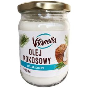 Масло кокосовое рафинированное  Vitanella, 500мл, Польша, банка стекло