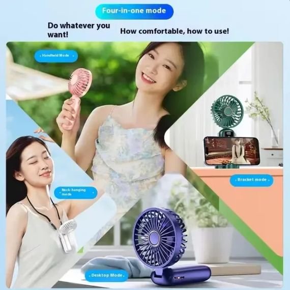 Портативный мини вентилятор Mini fan AND892 с подставкой для телефона и дисплеем | Зображення 4
