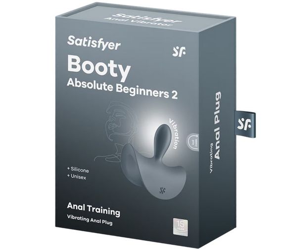 Тонка, краплеподібна пробка Satisfyer Booty Absolute Beginners 2 з вібрацією, сіра Sex Aura | Зображення 3