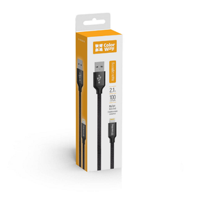 Кабель USB Lightning ColorWay CW-CBUL004-BK 2,1А 1м чорний