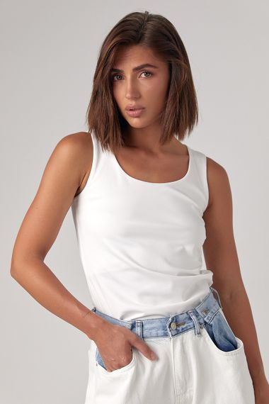 Эластичная женская майка - молочный цвет, L (есть размеры)