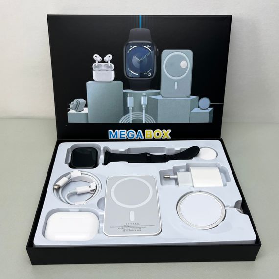 Комплект Megabox 6в1 - Watch 9 / Air Pro 2 / Battary Pack / MagSafe / 20W Type-С / Кабель 3х / Ремінець (Чорний) UA | Зображення 7