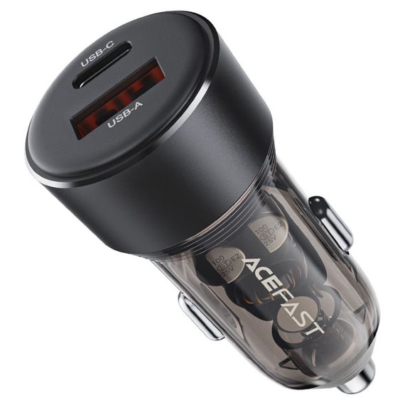 АЗУ Acefast B12 PD30W+QC3.0 total 60W (1USB-A/1C) Black | Зображення 1