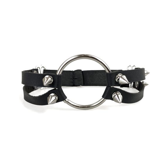 Чокер із металевим кільцем та шипами з натуральної шкіри Art of Sex - Ruby | Зображення 1