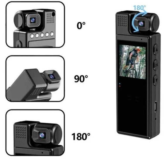 Видеокамера нагрудная Wi-Fi аккумуляторная боди камера с дисплеем 1.3 дюйма регистратор с фиксацией клипсой UKC L9 | Зображення 4