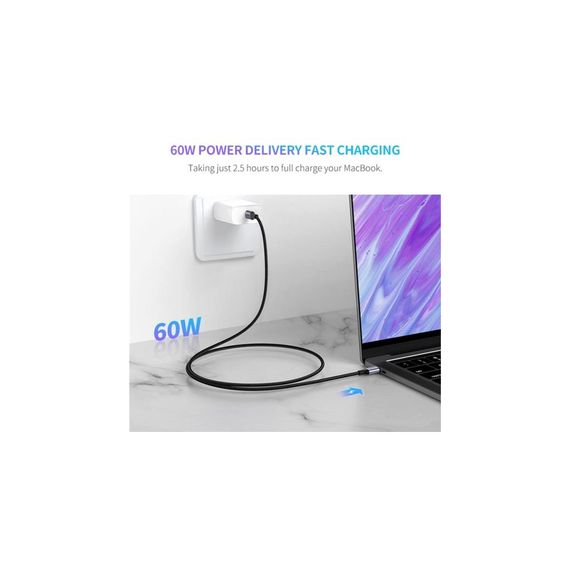 Дата кабель USB-C to USB-C 2.0m US261 18W Round Cable Nickel Plating Aluminum Shell Black Ugreen (50152) | Зображення 2